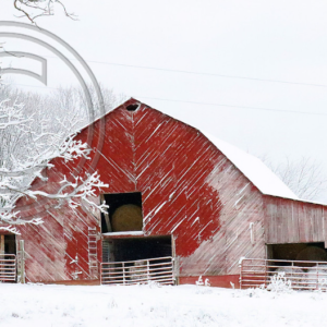 red barn in the snow