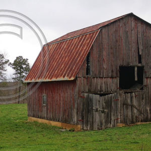 red barn, green field