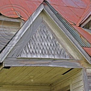 gable over the front porch of the farm house