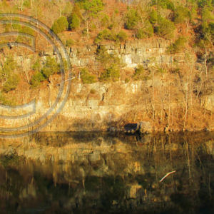 winter sun on Bass Rock, Current River, MO