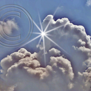 water color clouds and sunburst photo art