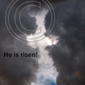 cross in the clouds -- He is risen!