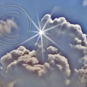 water color clouds and sunburst photo art